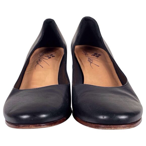 PATRICIA NASH Anita Block Heel Pumps Size 7 Leather Black Classic Work Shoes - Picture 3 of 16